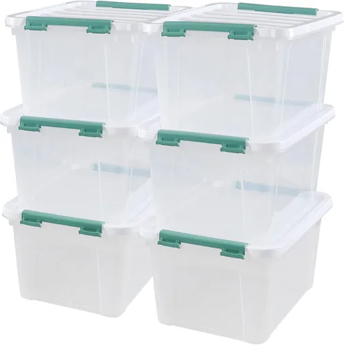 Miniatura 8 de Ramddy Paquete de 6 contenedores de almacenamiento de plástico de 14 cuartos de galón con asa, caja de contenedor transparente con pestillo