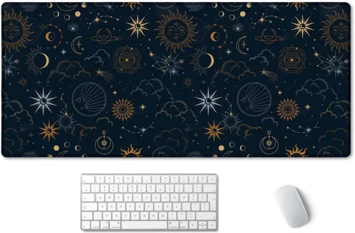 SSOIU Celestial Stars and Magic Eyes XXL - Tapete de escritorio extendido para escritorio completo, oficina, hogar, mouse y teclado grande de 35.5 x