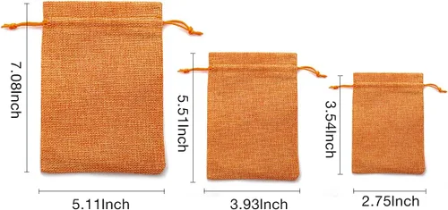 Miniatura 2 de 25 bolsas de arpillera con cordón, bolsa de regalo naranja con cordón, bolsa de joyería, bolsas de arpillera para recuerdos de fiesta de boda