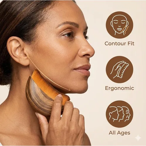 Miniatura 5 de Cepillo facial de contorno linfático, cepillo de drenaje facial linfático, suave, orgánico, reduce la hinchazón, mejora la piel y el resplandor