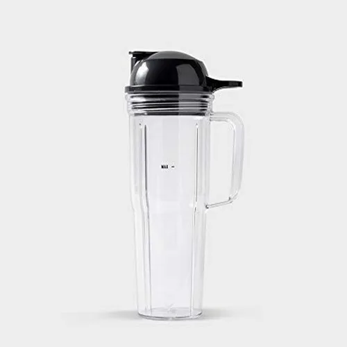 Nutribullet Vaso de viaje de 24 onzas con tapa para llevar, transparente/negro, 1 unidad (paquete de 1)