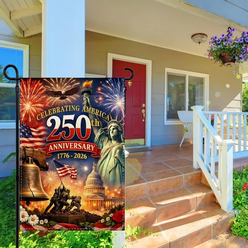 Miniatura 3 de Bandera de jardín de Estados Unidos del 250 aniversario 1776-2026, decoración de 250 años de cumpleaños, decoración y suministros para fiestas