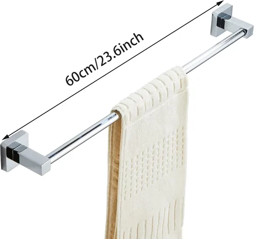 Miniatura 2 de Juego de accesorios de baño cromados de 4 piezas, juego de accesorios de baño de acero inoxidable montado en la pared, barra de toalla de mano