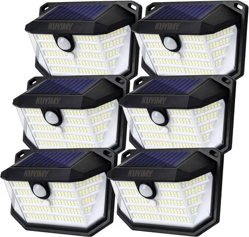 Miniatura 9 de Luces solares para exteriores, 230 LED con sensor de movimiento y 3 modos, impermeabilidad IP65, luz de ángulo amplio de 270°, luces de pared