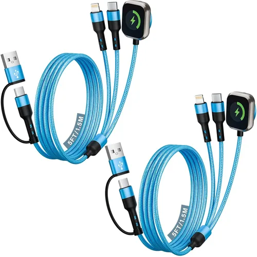 Miniatura 10 de Cargador de viaje para iWatch, cable de carga múltiple 3 en 2 con cargador IP/USB C/iWatch, cargadores de viaje para múltiples dispositivos, Naranja