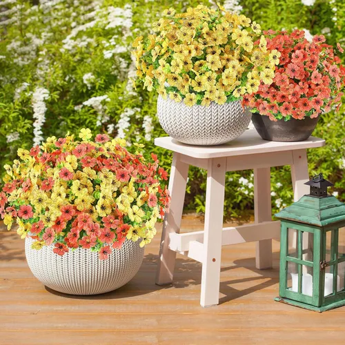 Miniatura 84 de AmyHomie 16 paquetes de flores artificiales de eucalipto negro para exteriores, resistentes a los rayos UV, flores sintéticas que no se decoloran