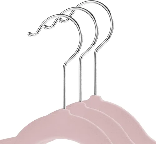 Miniatura 2 de Casafield 50 perchas de terciopelo para niños - Tamaño de 14 pulgadas para ropa de niños - Rosa claro