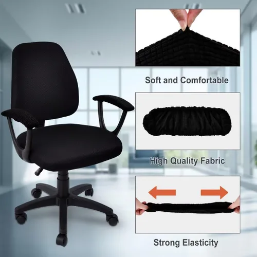 Miniatura 2 de SARAFLORA Funda para silla de oficina, elástica, resistente a las manchas, de elastano, para silla de computadora, para sillas de escritorio, brazo