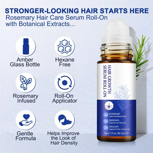 Miniatura 9 de Suero para el crecimiento del cabello, 1.0 fl oz de aceite para el crecimiento del cabello con 3% de romero, 3% de redensyl, 2% de nuevo, suero