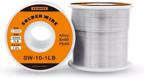 TOWOT Alambre de soldadura con núcleo de colofonia de estaño y plomo para soldadura eléctrica, contenido 1.8% flujo de soldadura Sn60-Pb40