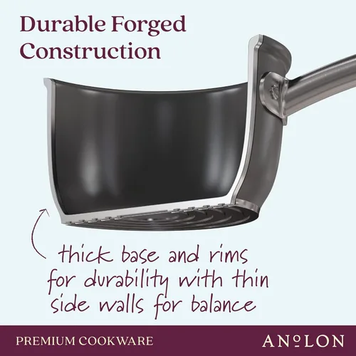 Miniatura 7 de Anolon Accolade Sartén de Freír Profunda Forjada Anodizada Dura Antiadherente / Sartén con Mango Auxiliar y Tapa, 12 Pulgadas - Gris Piedra Lunar
