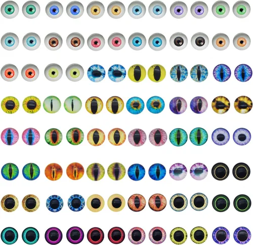 Miniatura 6 de JJG QAZ - 120 piezas (60 pares) de cristal redondo de cristal mixto de 0.236 pulgadas (60 pares) de ojo de dragón ojo de dragón ojo de gato