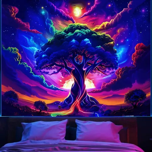 Miniatura 12 de Apdidl Tapiz en blanco y negro de noche estrellada, tapices de montaña para dormitorio, tapiz estético de luna y estrellas, tapiz de pared