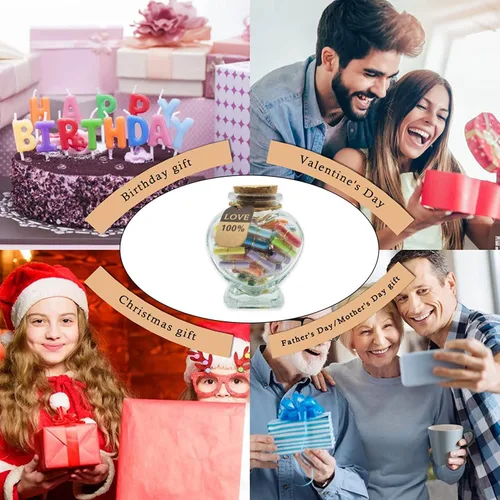 Miniatura 6 de Hefonti Mensaje de cápsula en una botella, 50 piezas de píldoras de amor, letras de relaciones de larga distancia, regalos para pareja, novia, 50