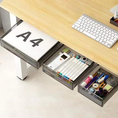 Miniatura 8 de SVNNELP Organizador de Almacenamiento de Cajón de Mesa Bajo el Escritorio, Paquete de 2 Cajones de Escritorio Deslizables Grandes y Medianos