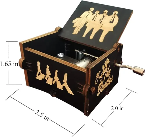 Miniatura 3 de Bolunlun Caja de música de los Beatles, caja de música de madera con manivela, juguetes de madera para fanáticos de las estrellas, regalos