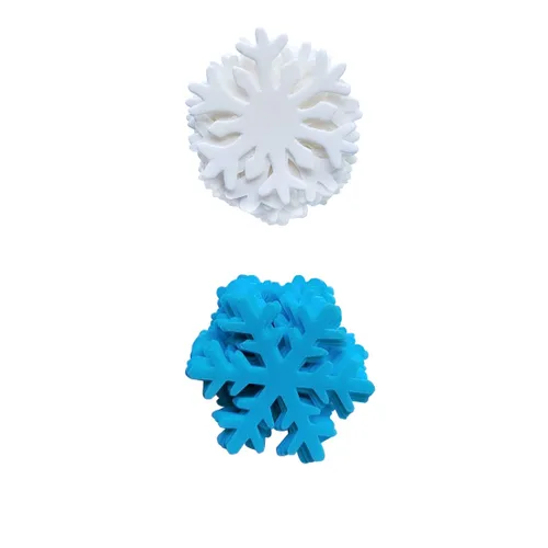 Miniatura 3 de 50 adornos comestibles para cupcakes para tartas, copos de nieve, Navidad, invierno, fiesta, decoración blanca y azul Blanco y azul