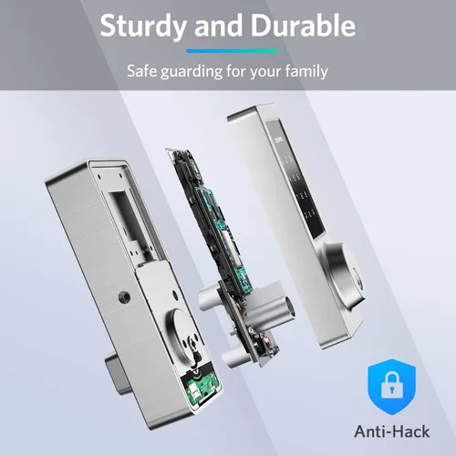 Miniatura 2 de Cerradura de puerta de entrada sin llave, cerradura inteligente con aplicación Bluetooth, teclado electrónico, tarjeta IC, llaves de repuesto