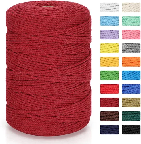 Miniatura 39 de Cordón de macramé de 0.118 in x 328 yardas Cuerda de macramé 100% algodón natural Cuerda de algodón trenzado de 4 hebras para manualidades, Gris