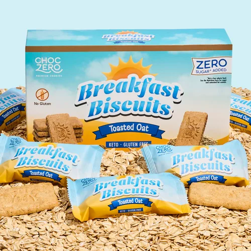 Miniatura 5 de Galletas para el desayuno de avena tostada ChocZero – Galletas de alto contenido en fibra sin azúcares añadidos, keto y sin gluten, 30 por caja