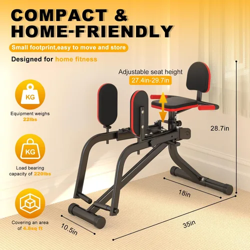 Miniatura 2 de Máquina abductora y aductora de cadera 2 en 1, equipo compacto de gimnasio en casa para muslo interno y externo, entrenamiento de glúteos