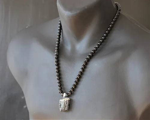 Miniatura 5 de Colgante de turmalina cruda natural, Collar de cuentas de ónix negro genuino, Collar de piedra negra, Collar de piedras preciosas, Cuentas de 0.315