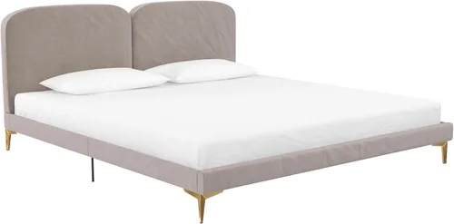 Miniatura 16 de CosmoLiving by Cosmopolitan Cama tapizada Coco, Queen, terciopelo marfil