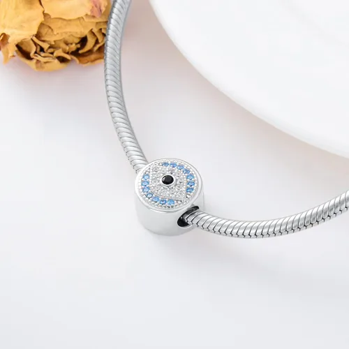 Miniatura 3 de PEIMKO Dijes personalizados de loto, girasol, margarita, mal de ojo, cuentas de plata de ley, cuentas de foto de flor de serpiente, collar de regalo