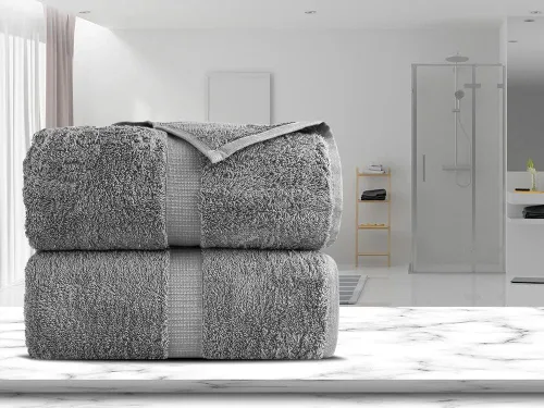 Miniatura 4 de Towel Bazaar Toallas Turcas de Algodón Premium Súper Suaves y Absorbentes (Juego de 2 Sábanas de Baño, Gris)