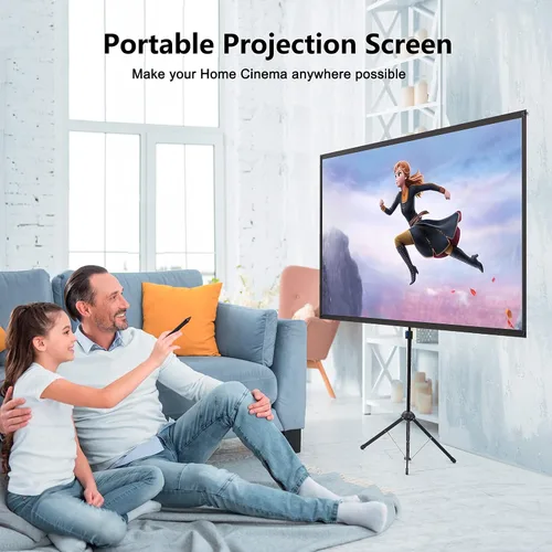 Miniatura 8 de Pantalla de proyector con soporte, pantalla de proyector portátil y soporte, 60 pulgadas 16:9, pantalla de proyección al aire libre, marco