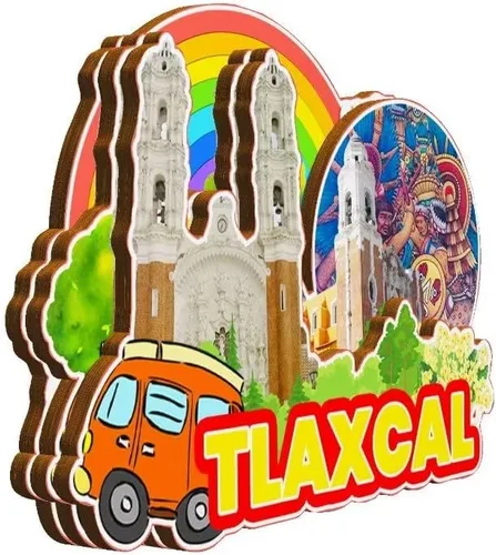 Miniatura 2 de Tlaxcala - Imán de madera para nevera, diseño de México, monumentos 3D, recuerdos coleccionables, decoración hecha a mano -2339