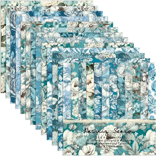 Paquete de 24 hojas de papel decorativo con diseño floral de rosas, 6 pulgadas, diseño retro multicolor, flor, mariposa, pájaro, colección de