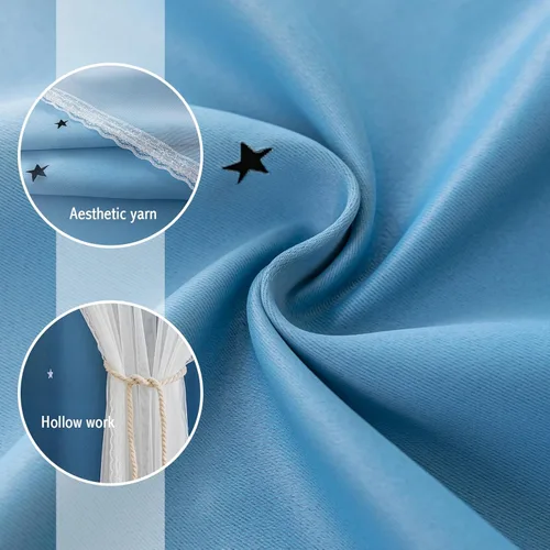 Miniatura 7 de Cortinas opacas con estrellas de Anytime para habitaciones de niñas, cortina de princesa para habitación de hija, ventana de dormitorio