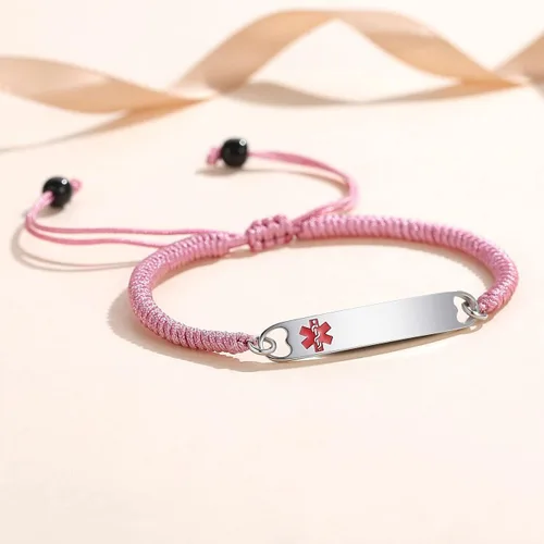 Miniatura 2 de mnmoom Pulseras de alerta médica para mujer, pulseras de identificación médica de corazón de acero inoxidable con grabado gratuito