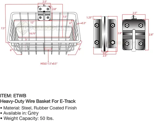 Miniatura 6 de E-Track, cesta de alambre de montaje en pared atornillada, con opción de atornillado, cubo de almacenamiento portátil súper fácil de organizar