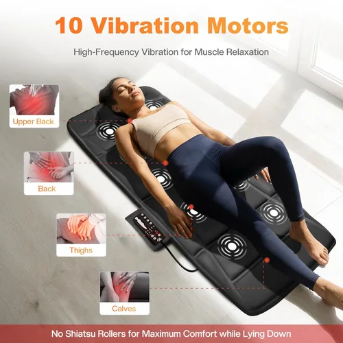 Miniatura 2 de CILI Alfombrilla de masaje de cuerpo completo, almohadilla para silla masajeadora, 10 motores de vibración y 5 modos de masaje, masajeador