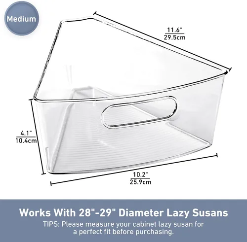 Miniatura 3 de Leeden Lazy Susan Organizador para esquina Lazy Susan de 28 pulgadas de diámetro, contenedores de almacenamiento de plástico para gabinete de cocina