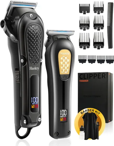 Haokry Cortadora de pelo y recortadora para hombres, juego de cortapelos y recortadores de peluquería profesional, cortadora de pelo inalámbrica