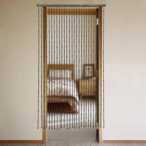 Miniatura 12 de DNYSYSJ Cortina con cuentas de madera natural y bambú, 49 hebras, diseño liso de 74.8 pulgadas, cuentas de bambú y madera para puerta, cortina