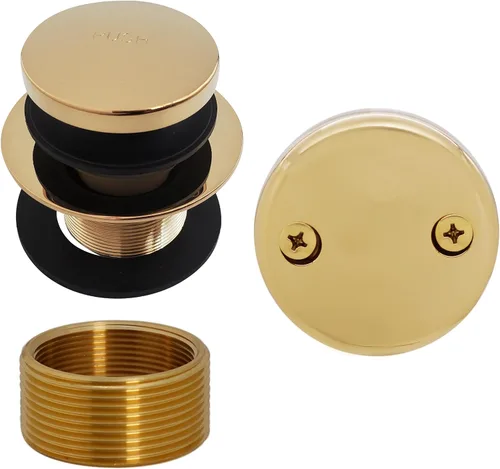 Miniatura 18 de Westbrass D93K-62 Tapón de drenaje de punta de bañera de repuesto de rosca fina o gruesa con placa frontal de 2 agujeros, negro mate Mate negro