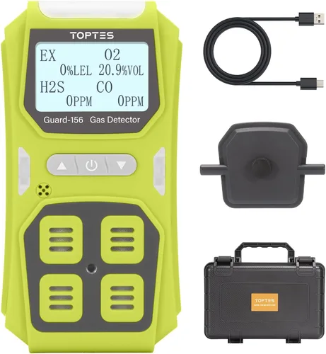 Guard-156 - Detector de gas múltiple para H2S, CO, LEL y O2, modos de alarma triple (visual, vibración, sonido), respuesta rápida de 0.5s, diseño a