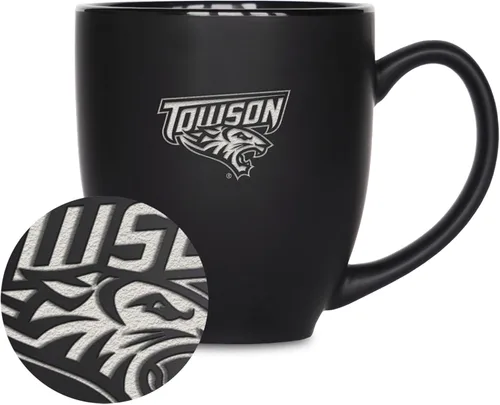 Miniatura 334 de Rico Industries - Taza de cerámica mate negra con grabado láser estándar de 15oz para NCAA (escuelas T & U) - Para bebidas calientes o frías
