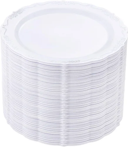 Miniatura 13 de DaYammi 60 piezas de platos de plástico transparente dorado elegantes platos desechables transparentes resistentes premium de 10.25 pulgadas