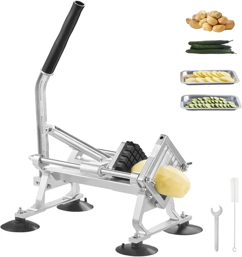 VEVOR Cortador de verduras comercial, cortador de frutas de 1/2 pulgada, máquina cortadora de verduras de acero inoxidable y aleación de aluminio,