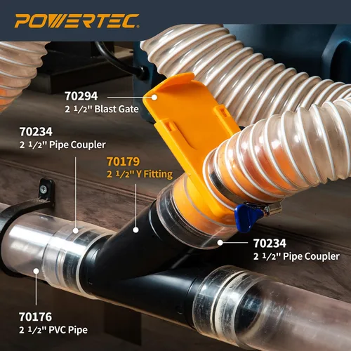 Miniatura 7 de POWERTEC Accesorio en Y de 2-1/2 pulgadas para manguera de 2 1/2 pulgadas, accesorios de conector de manguera de 2 1/2 pulgadas para sistema