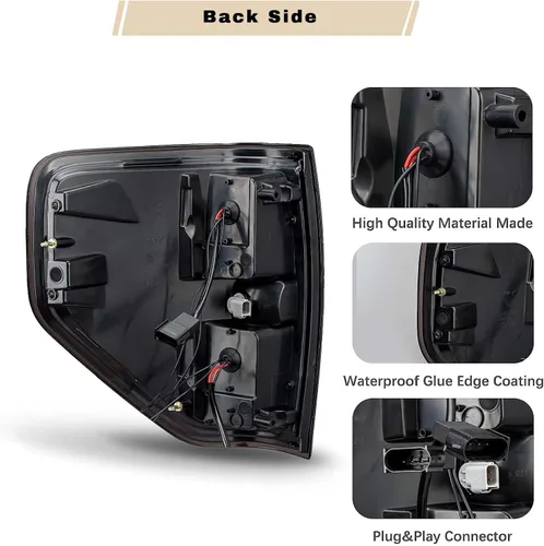Miniatura 4 de Luces traseras LED para Ford F150 2009-2014, diseño LED completo, luces traseras ahumadas, carcasa negra, luces de marcha atrás, lado del conductor