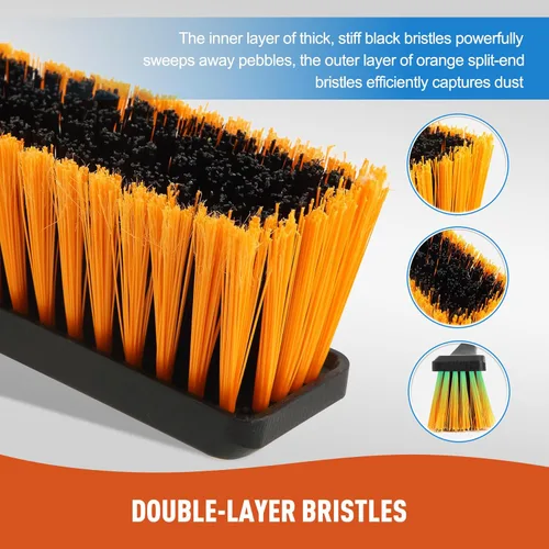 Miniatura 2 de CLEANHOME Cepillo de escoba de empuje de 24 pulgadas para limpieza de suelos con mango largo de 65 pulgadas y cerdas rígidas, cepillo resistente