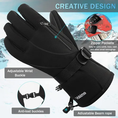 Miniatura 6 de Guantes de esquí de invierno impermeables y resistentes al viento para snowboard y nieve, pantalla táctil cálida, clima frío, para niños, hombres