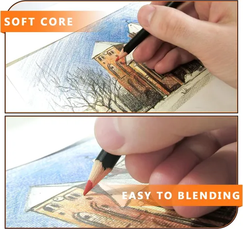 Miniatura 5 de Drawdart - Lápices de colores para colorear para adultos, juego de 72 lápices profesionales de núcleo blando para dibujo, bosquejo, sombreado con 72