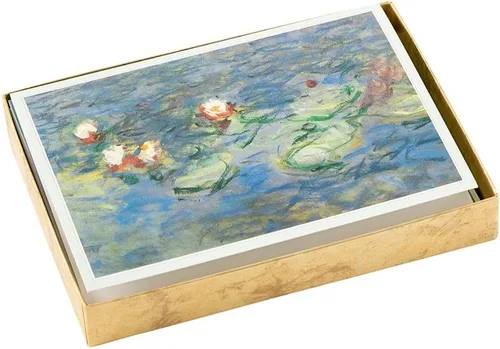 Miniatura 4 de Caspari Divertida tarjeta de notas en caja de Claude Monet en blanco